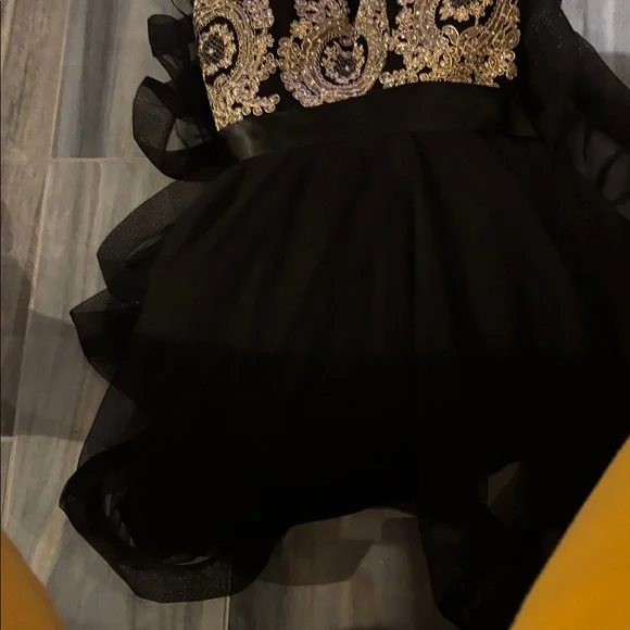City Triangles Black and Gold Formal Kids Dress